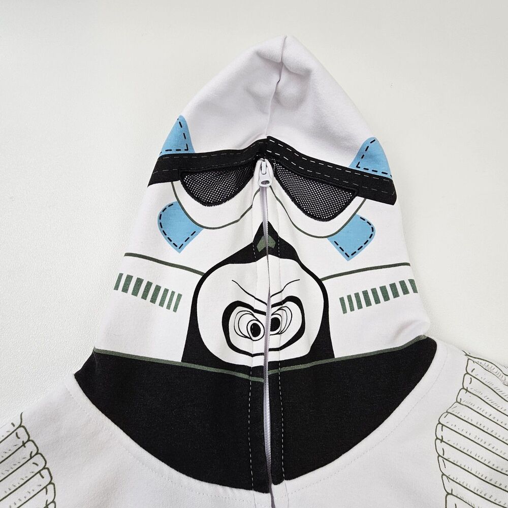 Star Wars Stormtrooper Costume Hoodie Men's XL Full Zip Helmet Hood White - Picture 11 of 13